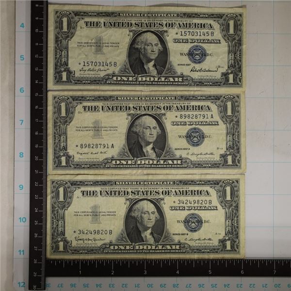 3-STAR NOTE $1 SILVER CERTIFICATES: 1957-A, B & C