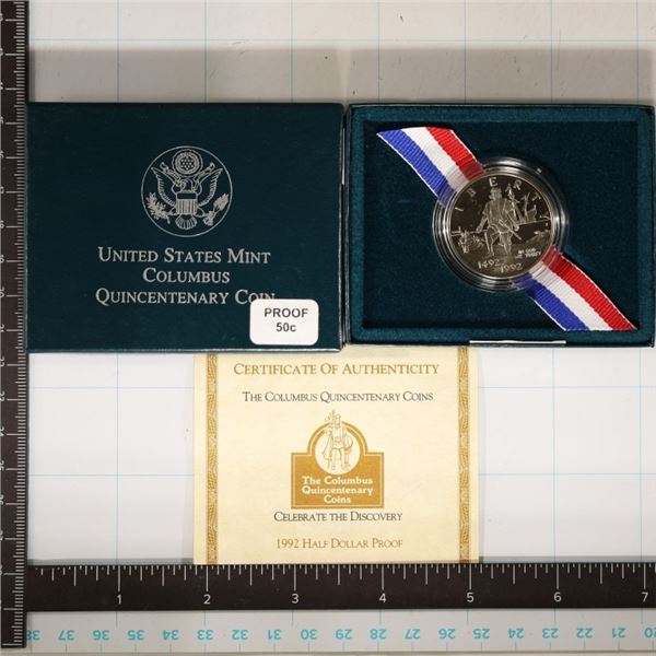 1992-S PROOF COLUMBUS QUINCENTENARY US HALF DOLLAR