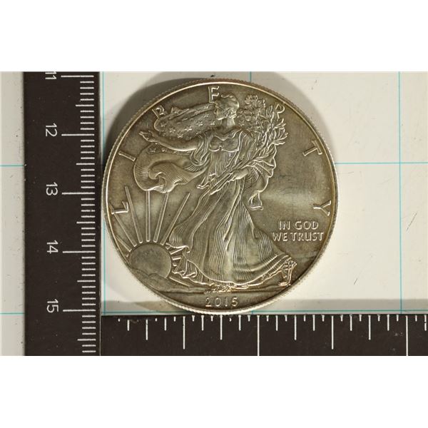 2015 AMERICAN SILVER EAGLE- UNC WITH TONING IN