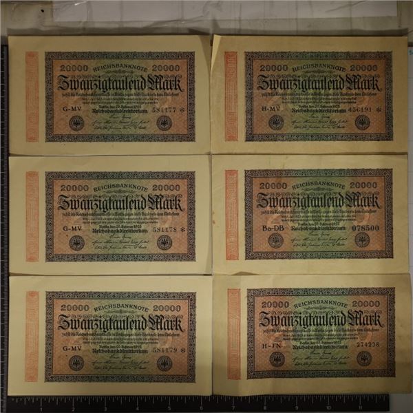 6-1923 GERMAN 20000 MARK BILLS: 1-SET OF 3