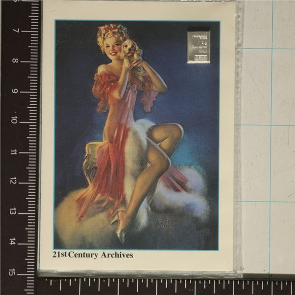 ZOE MOZERT ARTIST PINUP CARD WITH 1 GRAM VALCAMBI