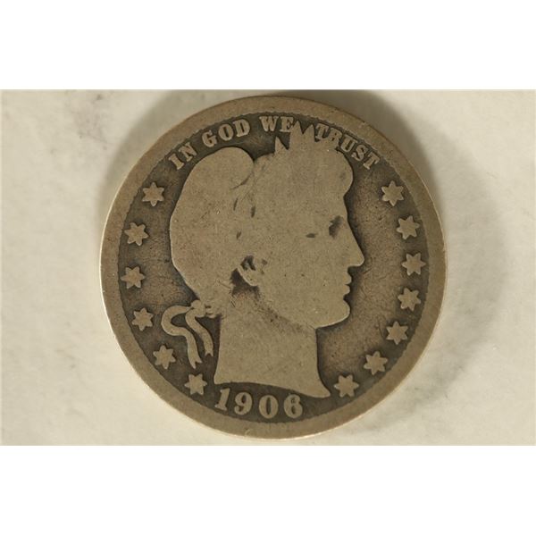 1906 SILVER BARBER QUARTER