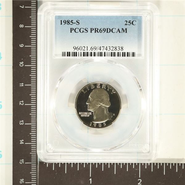1985-S WASHINGTON QUARTER PCGS PR69 DCAM