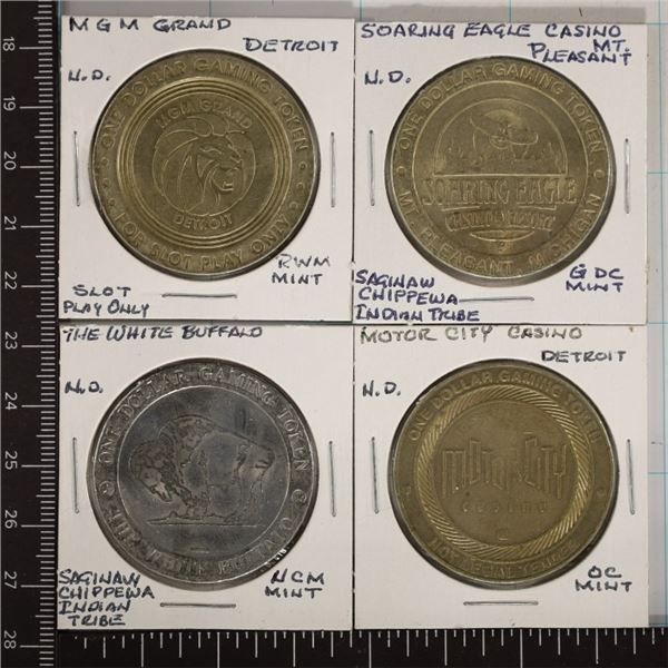 4-$1 METAL CASINO GAMING TOKENS: MGM GRAND,
