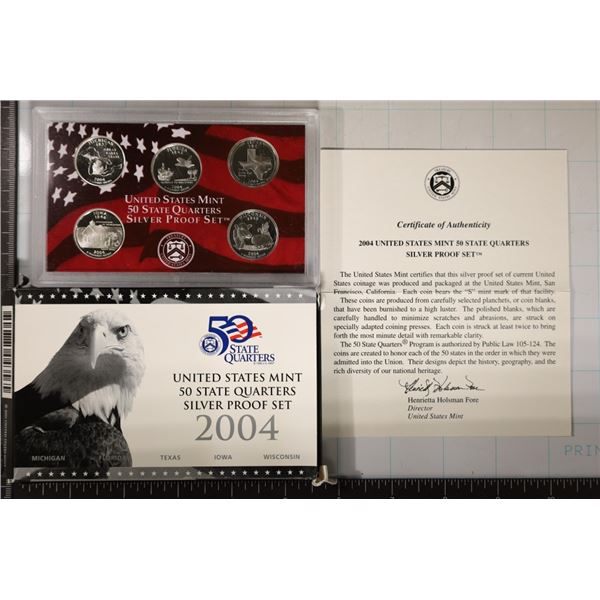 2004 SILVER US 50 STATE QUARTERS PROOF SET WITH