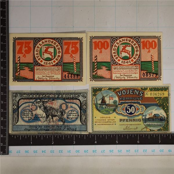 4-GERMAN CU NOTGELDS: 1921-5 PFENNIGS, ND