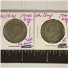 Image 1 : 1940 & 1941 NEW ZEALAND SILVER 1 SHILLING COINS