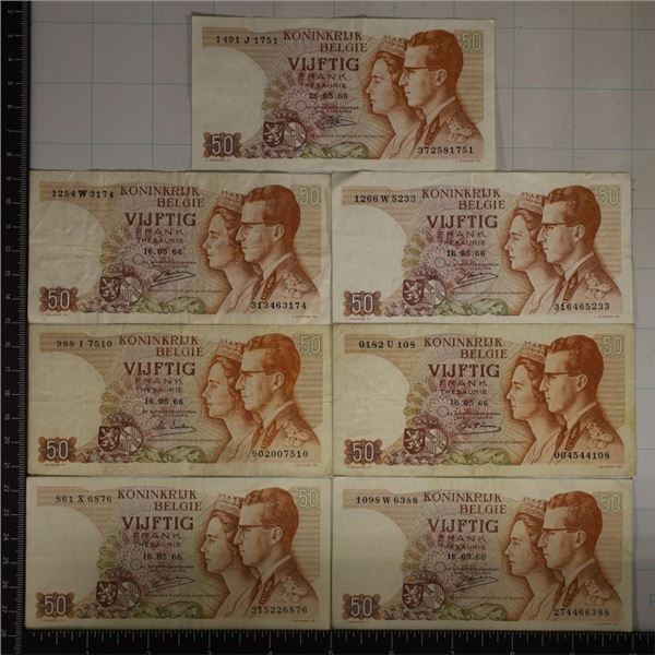 7-BELGIUM 50 FRANC BILLS