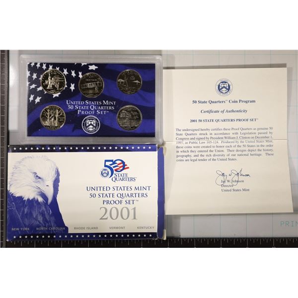 2001 US 50 STATE QUARTERS PROOF SET WITH BOX