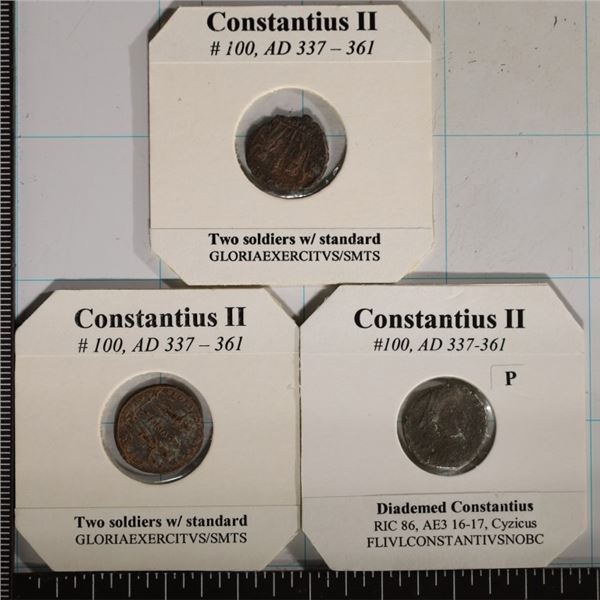 3 ROMAN ANCIENT COINS: CONSTANTIUS II 337-361 A.D.