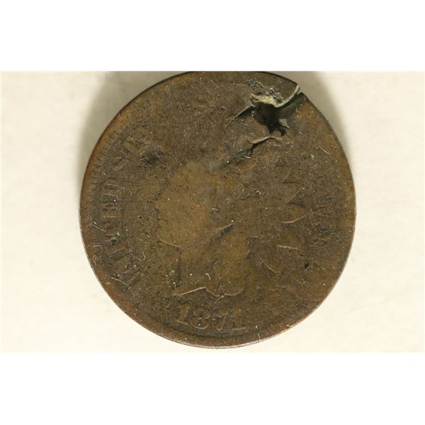 ERROR 1871 INDIAN HEAD CENT. DIE CRACK