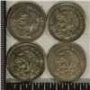 Image 2 : 4-SILVER MEXICO 25 CENTAVOS: 1950, 51, 52 & 1953: