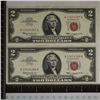 Image 1 : 2-CRISP US $2 BILLS WITH CONSECUTIVE SERIAL #'S