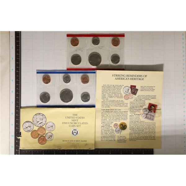 1990 US MINT SET (UNC) P/D (WITH ENVELOPE) AND