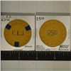 Image 1 : 2 CLAY CASINO CHIPS WITH HORSE HEAD BORDER: