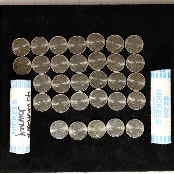 111 UNC/BU JEFFERSON NICKELS-ROLL OF 40-2003-P,