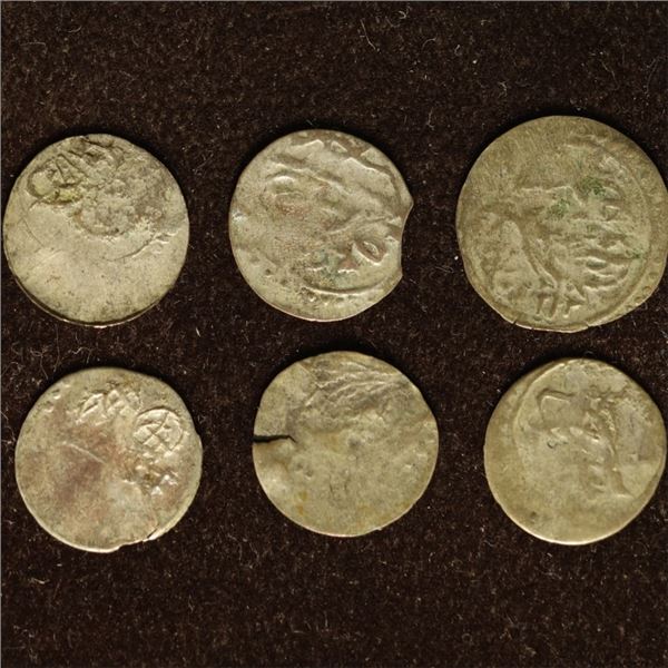 6 SILVER DIME SIZED OTTOMAN EMPIRE PARA COINS: