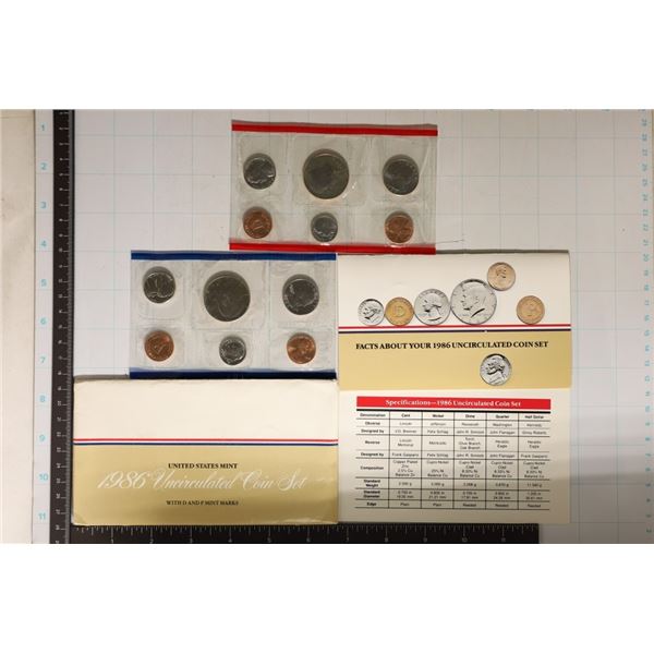 1986 US MINT SET (UNC) P/D (WITH ENVELOPE)
