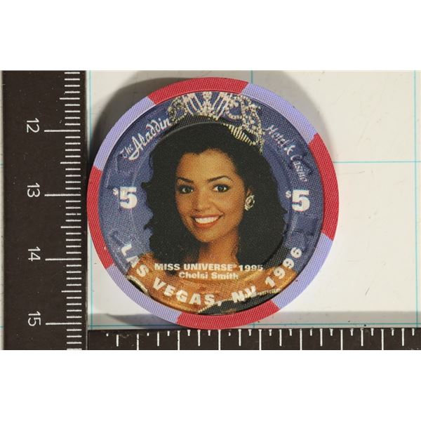 $5 ALADDIN CASINO CHIP. 1996 LAS VEGAS NEVADA