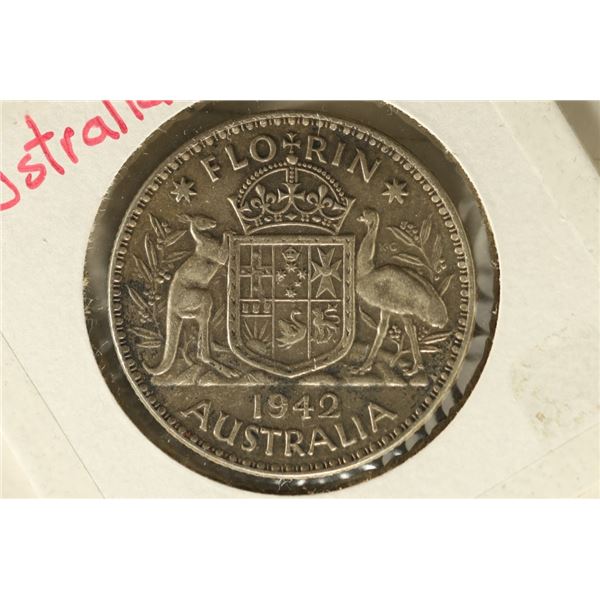 1942 AUSTRALIA SILVER 1 FLORIN .3364 OZ. ASW