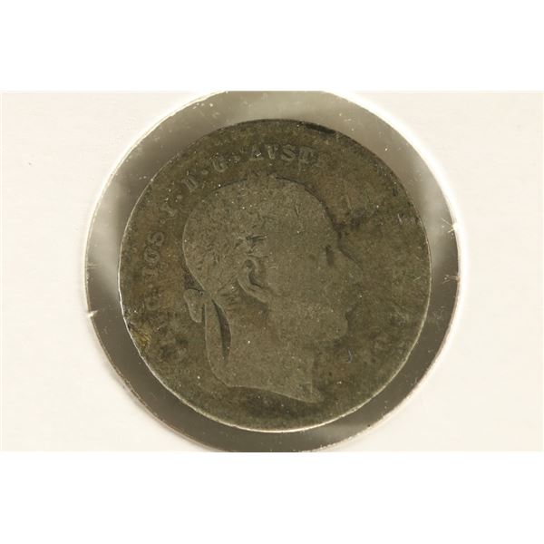 1869 AUSTRIA SILVER 20 KREUZER.0429 OZ. ASW