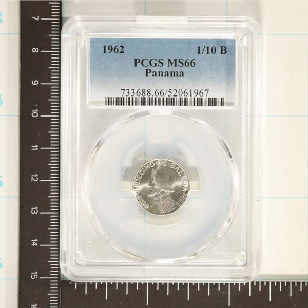 1962 PANAMA 1/10 SILVER BALBOA PCGS MS66