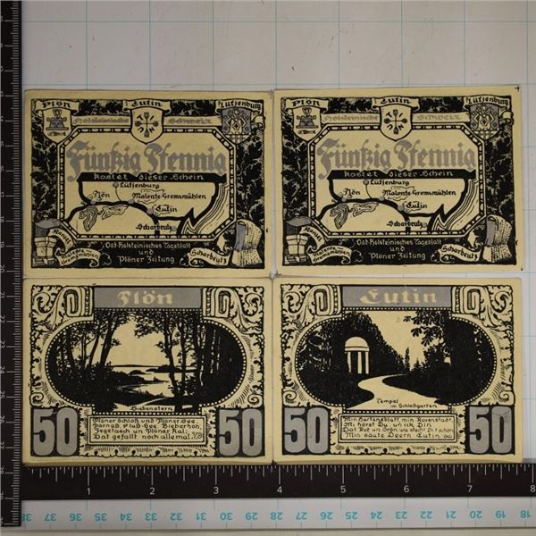 4 GERMAN NO DATE 50 PFENNIGS NOTGELDS