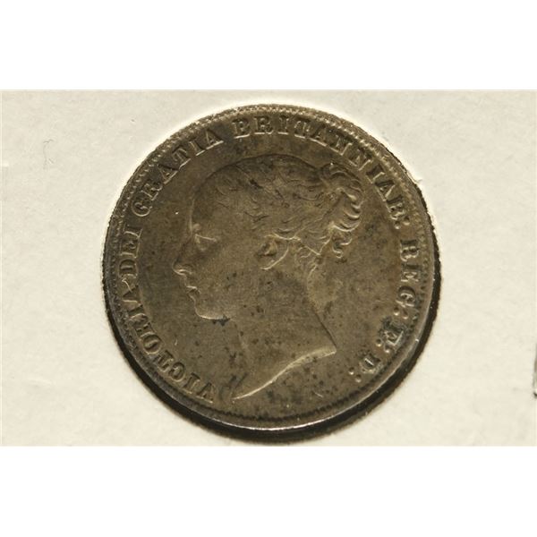 1859 GREAT BRITAIN SILVER 6 PENCE .0895 OZ. ASW