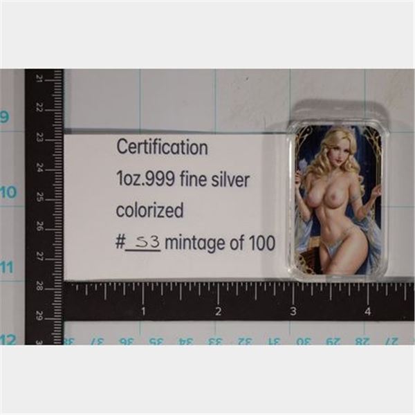 1 TROY OZ .999 FINE SILVER ADULT THEMED COLORIZED