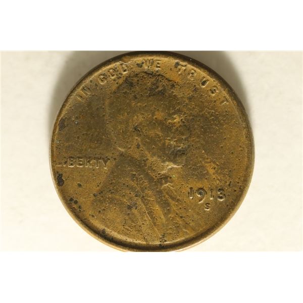 KEY DATE 1913-S LINCOLN WHEAT CENT