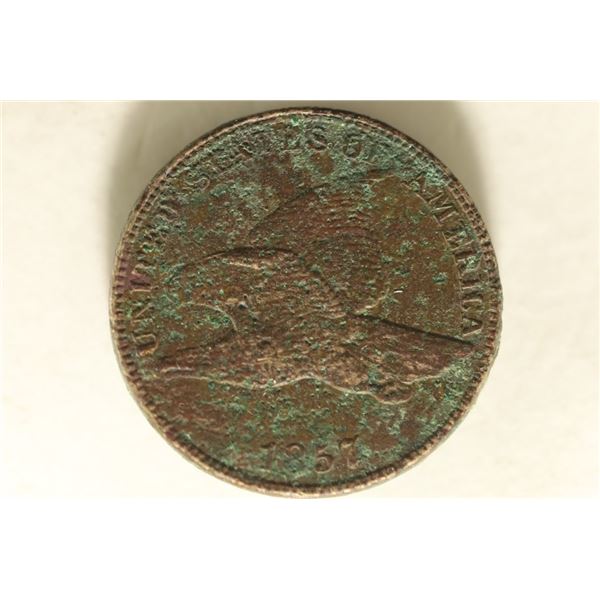 1857 FLYING EAGLE CENT,  ENVORINMENTAL DAMAGE