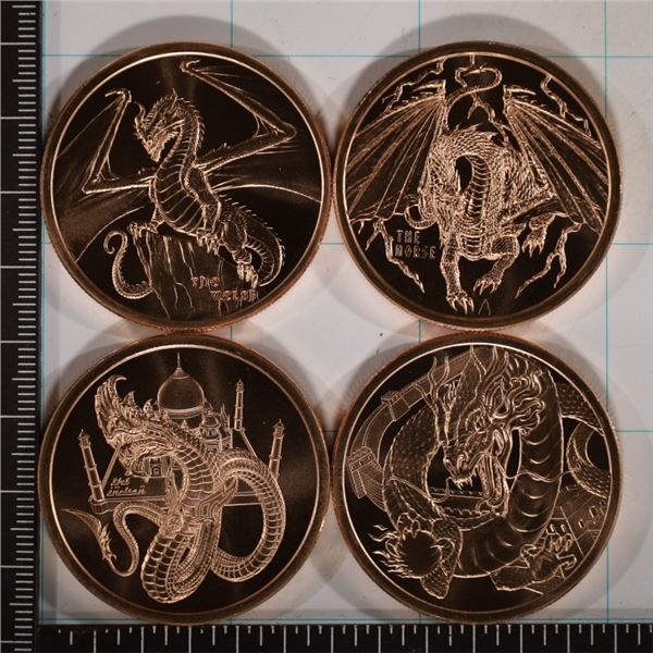 4-1 OZ. COPPER UNC ROUNDS FROM THE "WORLD OF