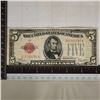 Image 1 : 1928 US $5 RED SEAL NOTE: B55360195A