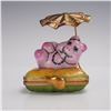 Image 1 : C.A. Limoges Porcelain France Treasure Box, Pig with Parasol Design