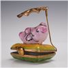 Image 5 : C.A. Limoges Porcelain France Treasure Box, Pig with Parasol Design
