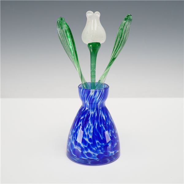 Bohemian Art Glass Tulip in Vase
