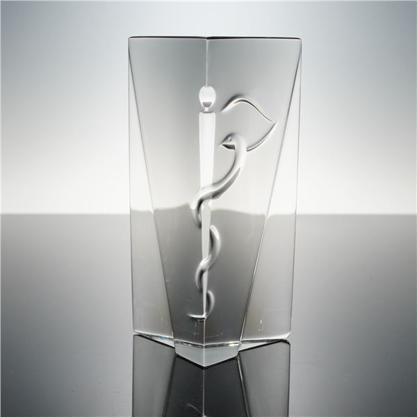 Baccarat Crystal Paperweight, Caduceus