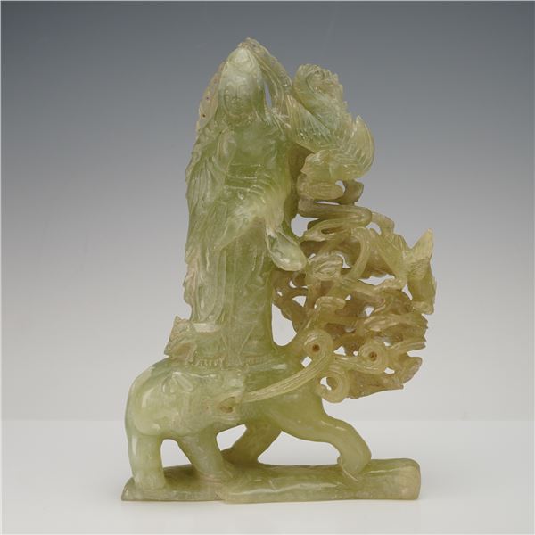 Chinese Jadeite Guanyin Carved Sculpture