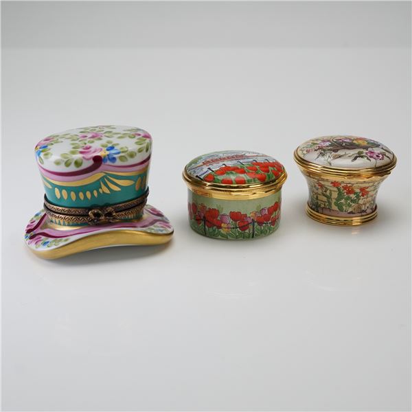 3pc Limoges Porcelain and Halcyon Days for Tiffany & Co. Treasure Boxes