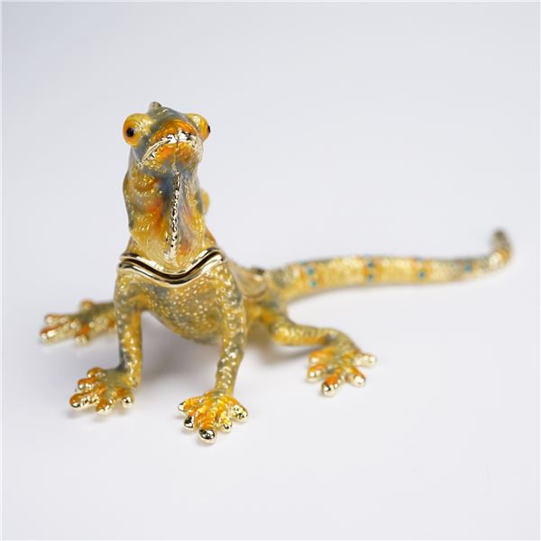 Keren Kopal Enameled Lizard Treasure Box Figurine