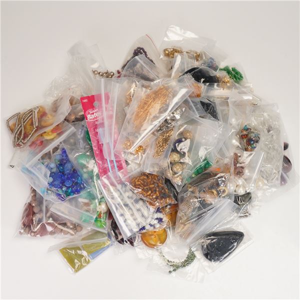 Assorted Jewelry, Beads, Necklaces, Buttons, Pendants, and More