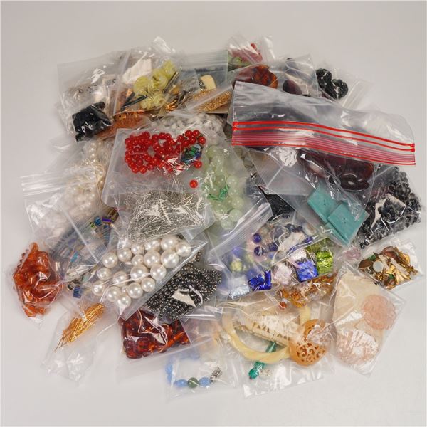 Lot of Assorted Beads, Art Glass Components, Necklaces, Pendants, and More