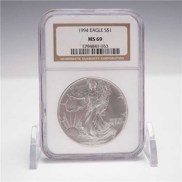 1994 American Silver Eagle Type 1 Dollar NGS Graded MS69