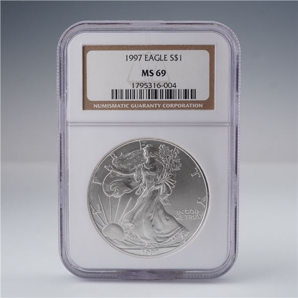 1997 American Eagle Silver Dollar MS69 NGC Graded Coin