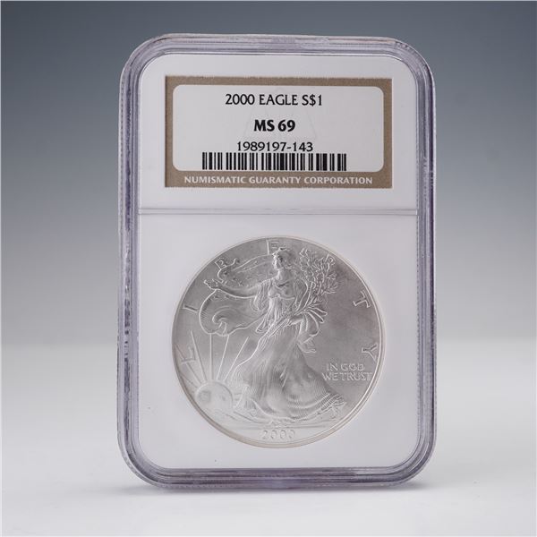2000 American Silver Eagle Dollar Coin NGC Graded MS 69