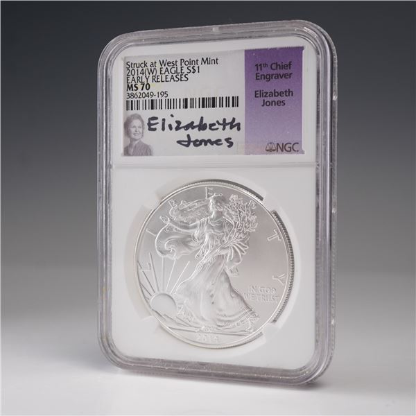 2014 (W) American Silver Eagle Early Release Dollar Coin NGC Graded MS 70