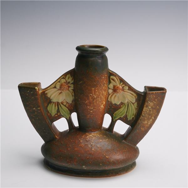 Roseville Pottery Dahlrose Triple Bud Vase