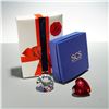 Image 8 : 2pc Swarovski Crystal Paperweights, Red Heart and Clear Chaton