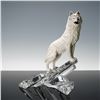 Image 1 : Franklin Mint Porcelain Wolf on a Crystal Base Sculpture