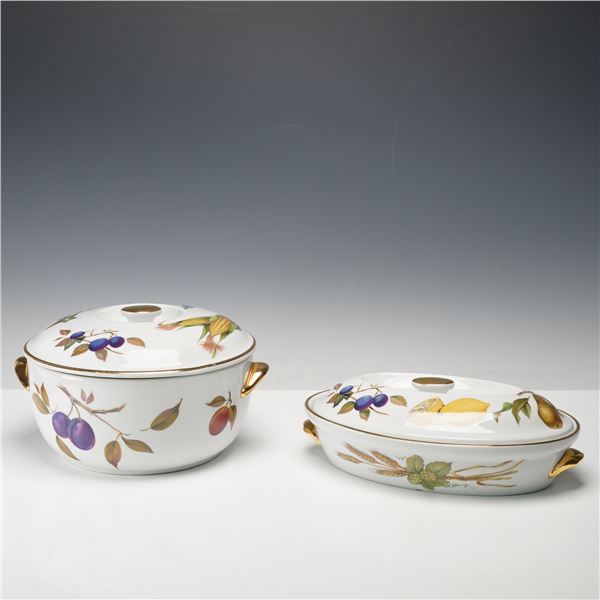 2pc Royal Worcester Porcelain Covered Casserole Serve Ware, Evesham